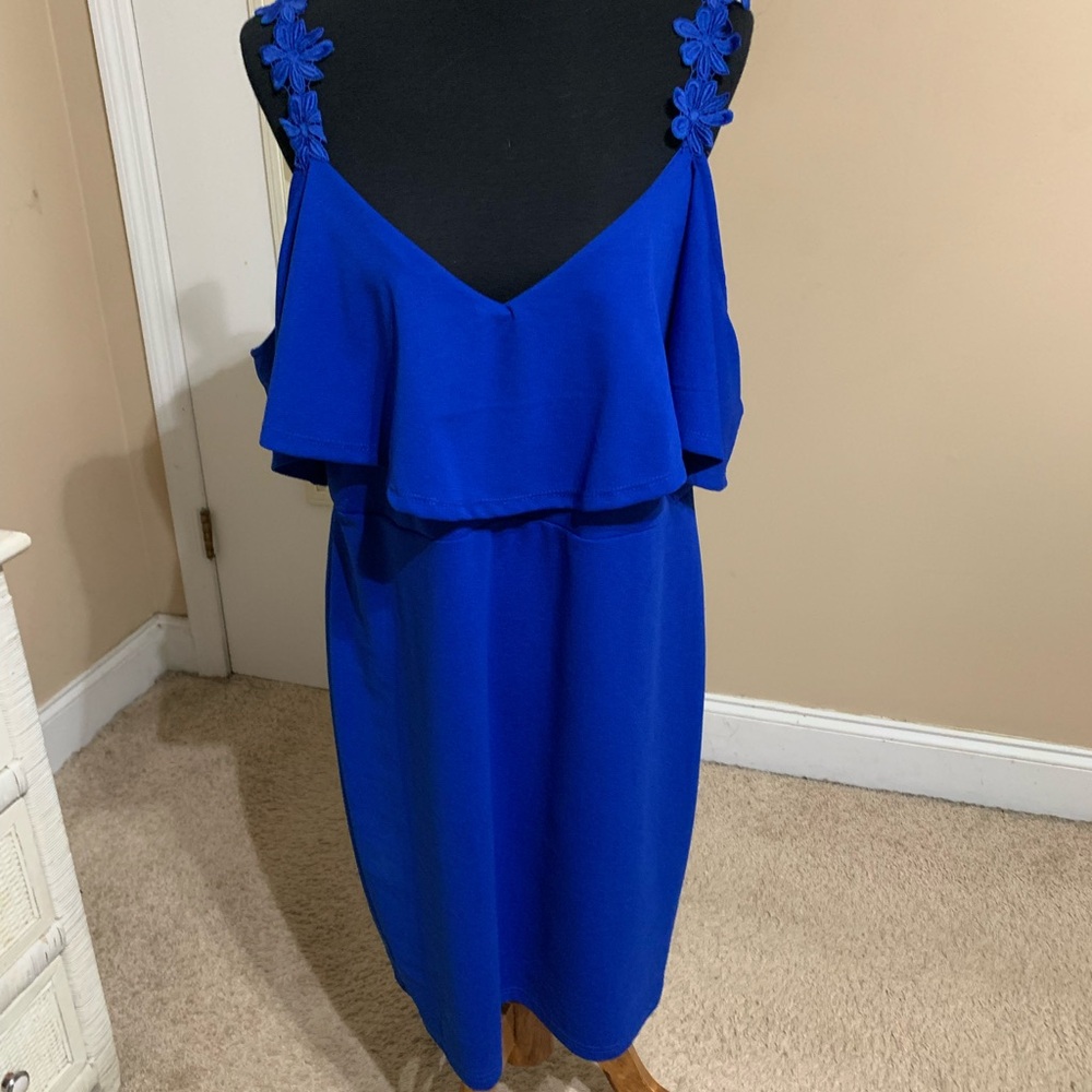 SHEIN Blue Sleeveless Peplum Dress for Cocktail